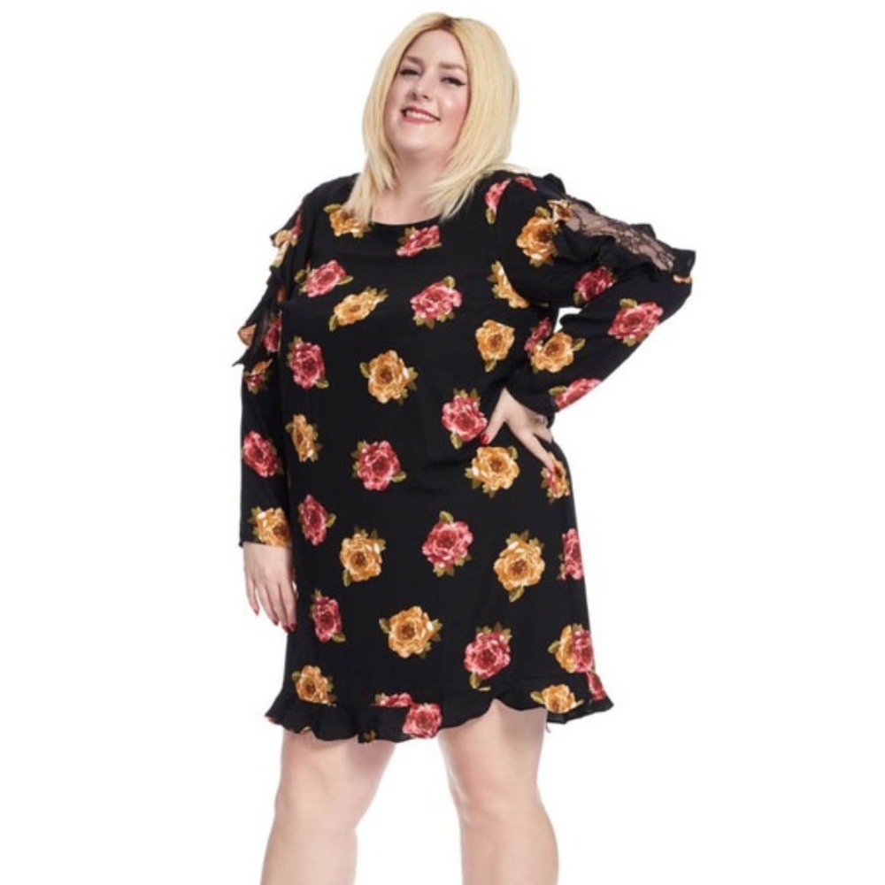 Nicole Miller Studio Black Floral Dress